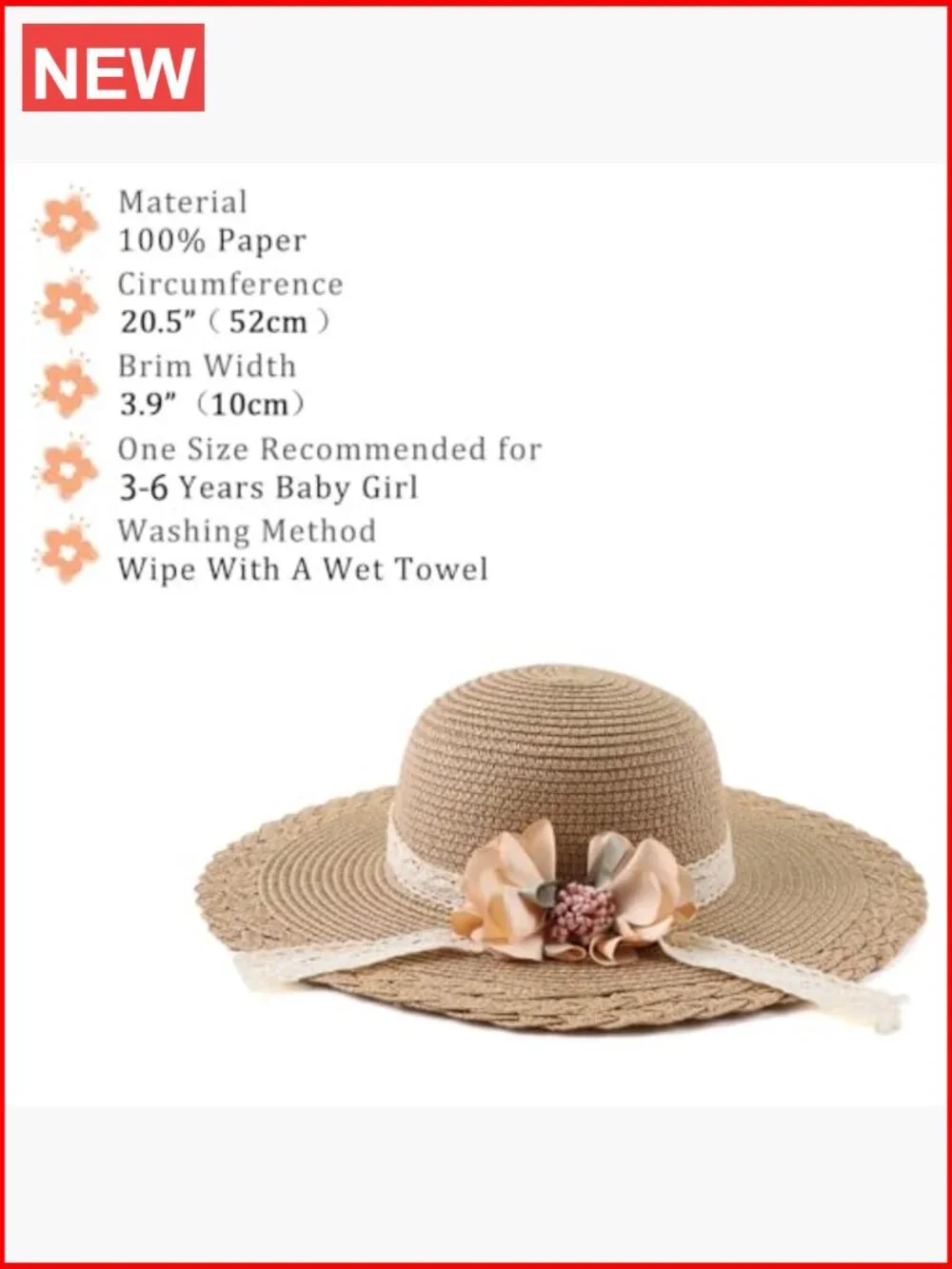 Paper Straw Sun Hat with Bowknot for Girls